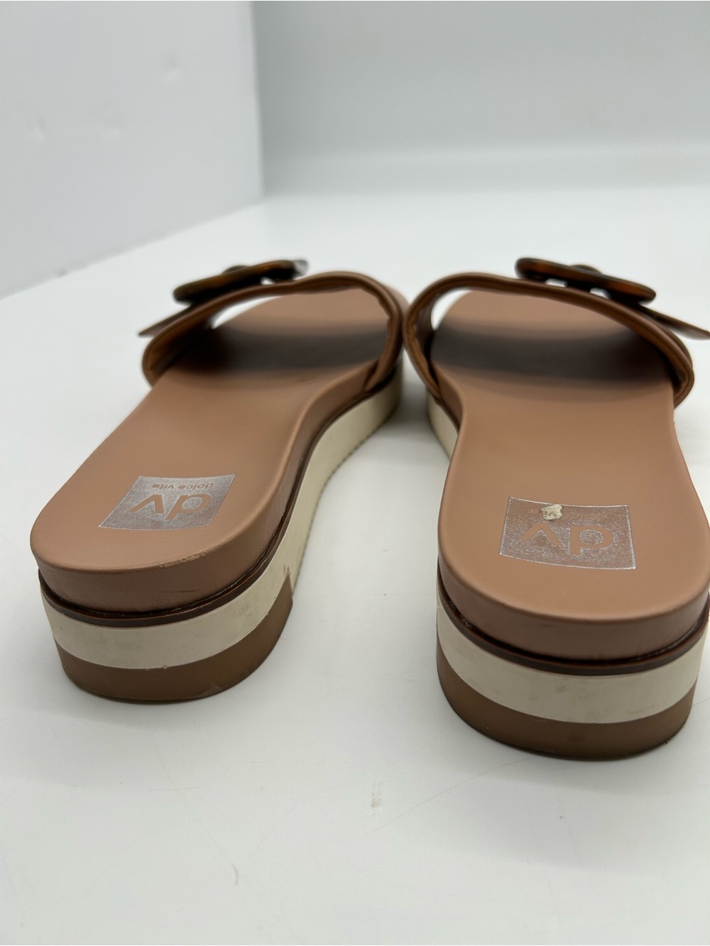 Dolce Vita Women's Tan Slide Sandals with Tortoiseshell Buckle size 9 - Picture 5 of 7